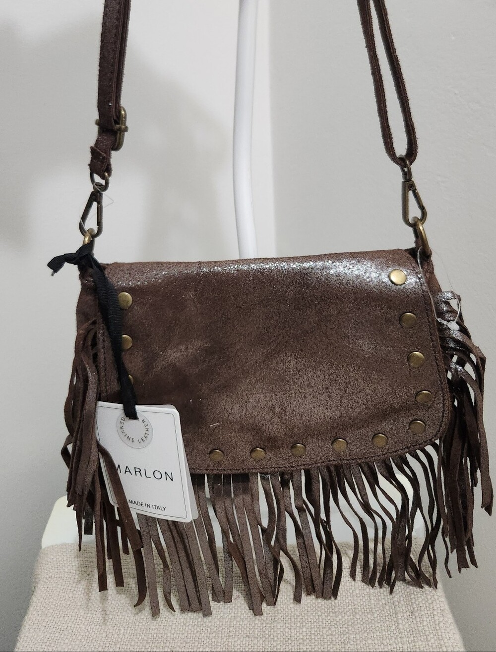 Brown Fringe Leather Crossbody Bag!